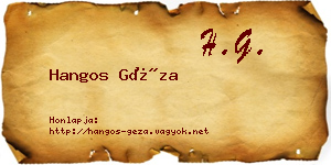 Hangos Géza névjegykártya